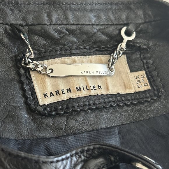 Karen Millen Quilted Panel Leather Jacket ASO Clary Fray - Picture 8 of 16